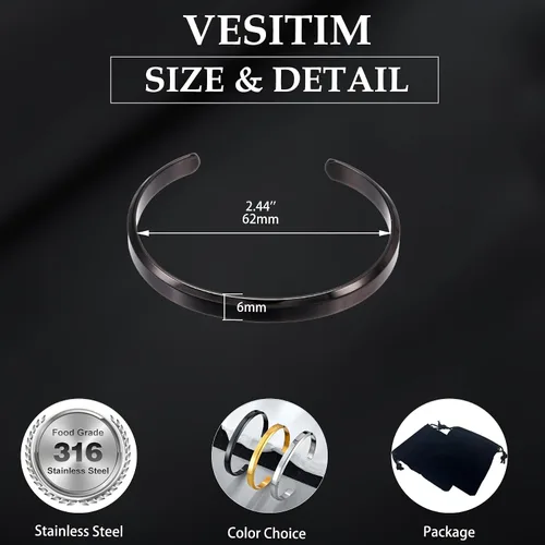 Vista 6 de Pulsera ajustable de acero inoxidable para mujer, color oro/plata/negro