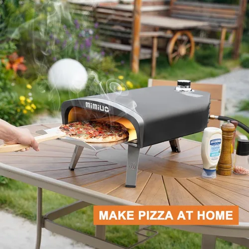 Vista 6 de Mimiuo Horno de pizza de gas al aire libre con sartén Sizzler de hierro fundido