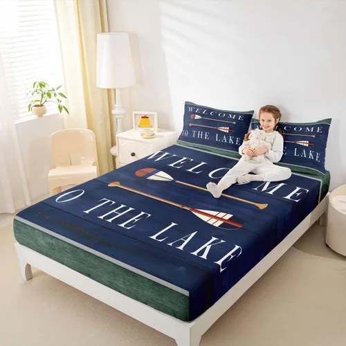 Vista 43 de Erosebridal Fishing Fitted Sheet Twin for Boys, Big Pike Fish Black Bed Sheets for Rustic Farmhouse Lake House Decor, Fishing Bedding Set Marine