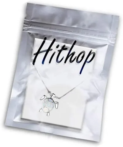 Vista 5 de Hithop Bonito collar con colgante de tortuga, animales encantadores, collar de plata chapado en ópalo de fuego blanco, regalos de joyería