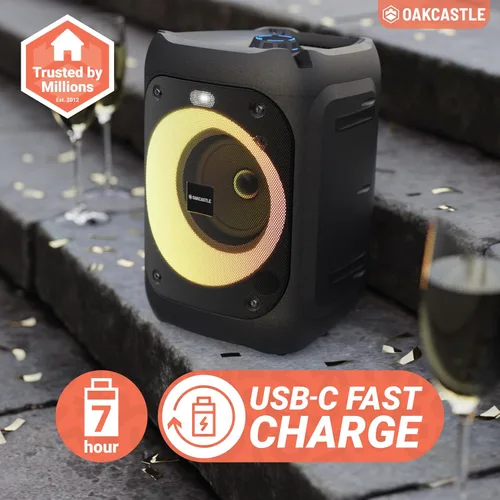 Vista 4 de Altavoz portátil Bluetooth para fiesta Potencia de 40W y batería recargable hasta 7H Gran altavoz Bluetooth 2.0 con micrófono con cable Modo