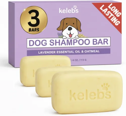 Vista 10 de KELEBS Barra de champú blanqueadora para perros con carbón Champú blanco para perros con ingredientes naturales para pieles sensibles 3 barras