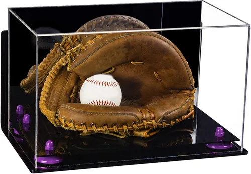Vista 78 de Better Display Cases Vitrina de guantes de béisbol de acrílico transparente con elevadores negros (A011/V16)