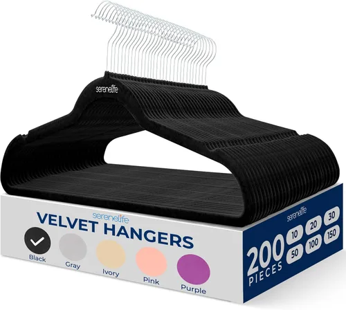 Vista 15 de SereneLife Paquete de 10 Perchas para Ropa de Terciopelo – Perchas Antideslizantes para Ropa con Diseño de Servicio Pesado, Perchas Delgadas que