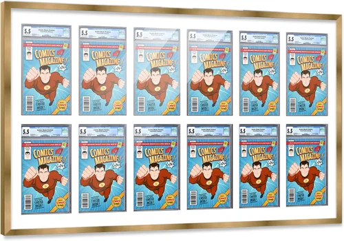 Vista 88 de Poster Palooza Marco de cómics con paspartú para 1 cómic de grado CGC, CBCS o PGX, marco de cómic de bronce para cómic de 8.125 x 13 pulgadas