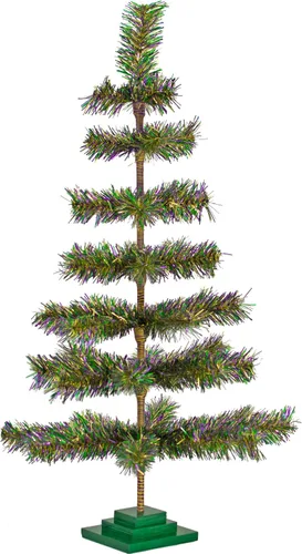Vista 9 de Soporte de base de madera para árbol de Navidad con temática de Mardi Gras, 18 pulgadas