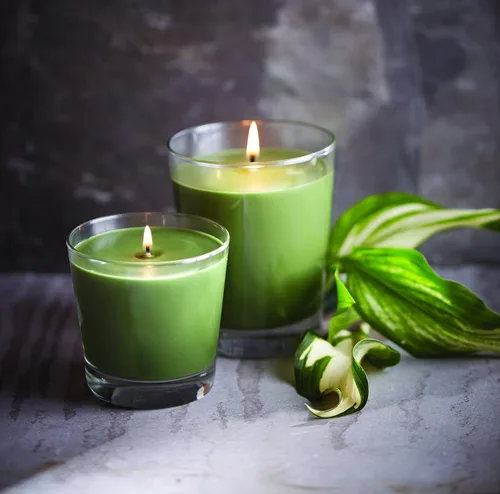 Vista 3 de Root Candles Velas perfumadas de panal Veriglass Premium hecha a mano con mezcla de cera de abeja, pequeña, Hosta