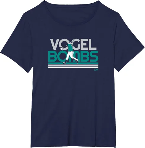 Vista 4 de Dan Vogelbach - Vogel Bombs - Camiseta de béisbol de Seattle, Azul / Patchwork, S