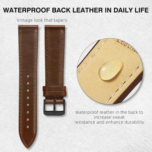 Vista 4 de Ritche Correa de reloj de cuero de liberación rápida para hombres y mujeres, correa de reloj de 0.79 pulgadas, 0.78 pulgadas, 0.86 pulgadas