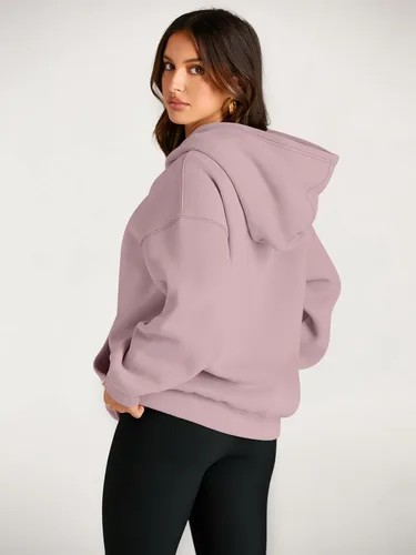 Vista 4 de EFAN - Sudadera con capucha para mujer - Sudadera de vellón sobredimensionada con mangas largas para otoño e invierno, ropa de moda inspirada