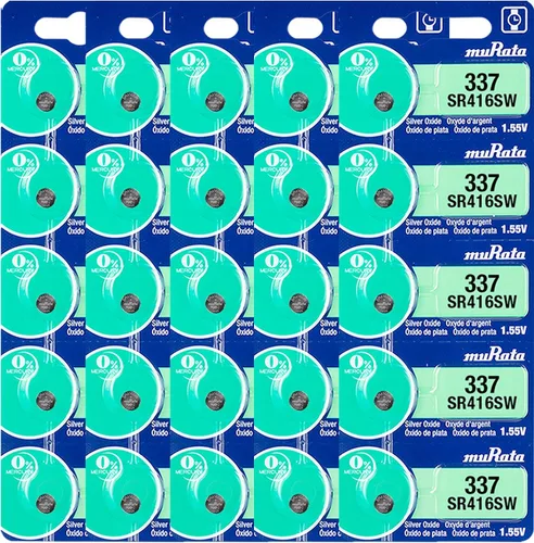 Vista 9 de Murata 337 Batería SR416SW 1.55V Celda de botón de reloj de óxido de plata (20 baterías)