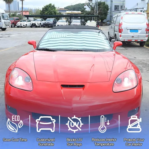 Vista 3 de Parasol para parabrisas para Chevrolet Corvette C6 2005-2013, parasol para ventana delantera, visera solar reflectante plegable, cubierta protectora