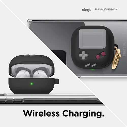 Vista 8 de elago GB5 - Funda para Galaxy Buds FE, 2 Pro, 2, Pro, Live Diseño clásico de consola de juegos portátil, EGBUDSLIVE-AW5-BK (2021) (2020) (negro)