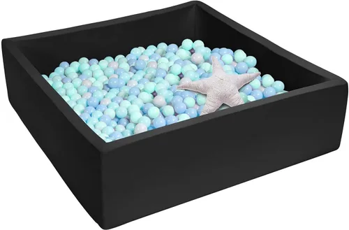 Vista 10 de Pozo de bolas de espuma cuadrado extragrande para niños pequeños, 47 x 47 x 14 pulgadas, suave, con funda extraíble, pelotas de esponja Gris Oscuro