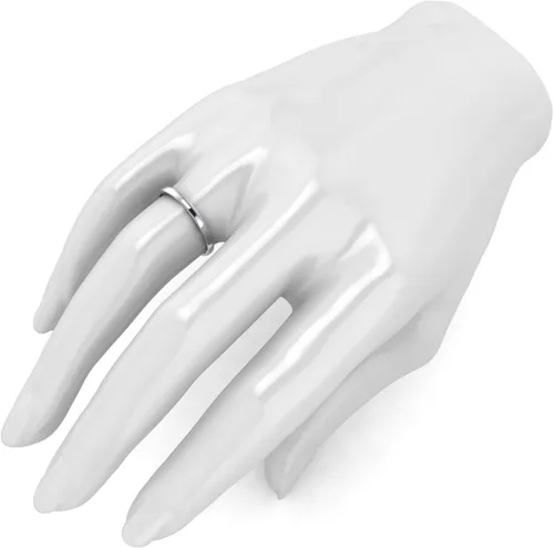 Vista 4 de LANDA JEWEL Anillo de boda pulido de oro amarillo rosa blanco macizo de 14 quilates, 0.079in, forma de cancha ligera, ajuste cómodo, Oro