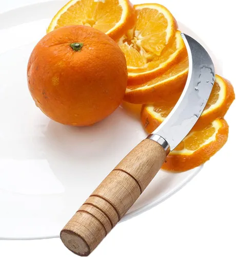 Vista 8 de Abaodam Cuchillo de piña curvado cortador de frutas de acero inoxidable mini cuchillo de hoz para cocina hogar restaurante uso