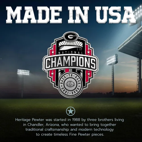 Vista 4 de Heritage Pewter Georgia Bulldogs 2022 National Championship - Vaso de agua de 16 onzas, peltre de metal intrincadamente elaborado