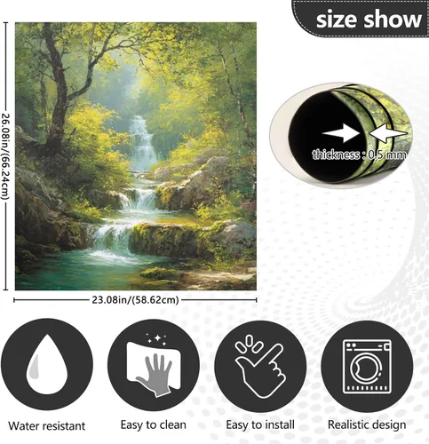 Vista 3 de ALAZA Spring Waterfall Forest Dishwasher Magnet Cover Magnetic Refrigerator Magnet Cover Fridge Sticker Home Kitchen Decor,23 x 26 inch