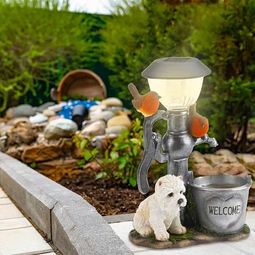 Vista 4 de Yosoo Estatua de jardín, figura decorativa de animales, estatua de luz solar para decoración de jardín al aire libre, decoración artística de patio
