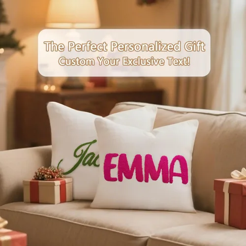 Vista 5 de Almohada Personalizada con Nombre Bordado, Monograma Personalizado Almohada Decorativa de Acento Hecha a Mano, Funda de Almohada Personalizable