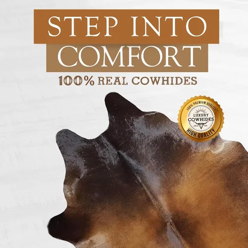 Vista 3 de Sunshine Cowhides Alfombra de piel de vaca 100% genuina, color marrón caoba, alfombra de estilo moderno de piel de animal y alfombra para sala