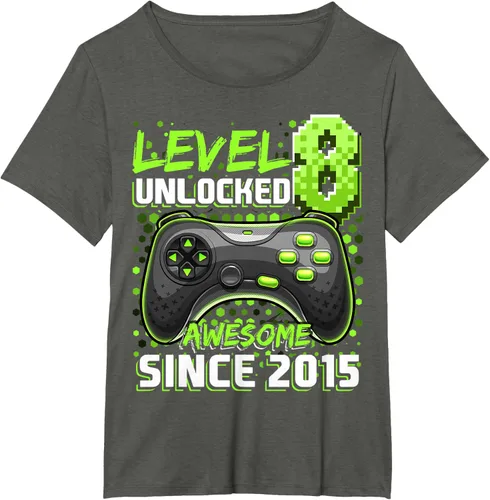 Vista 84 de Level 8 Unlocked Awesome 2015 Video Game 8th Birthday Boy T-Shirt, Negro