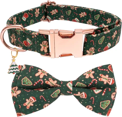 Vista 8 de Collar de perro con moño de Halloween de Faygarsle para otoño, collar elegante y bonito para perros pequeños, medianos y grandes, collar de algodón
