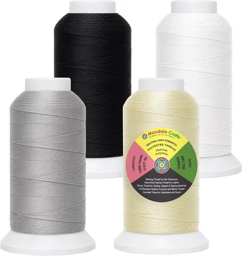 Vista 67 de Mandala Crafts Airforce Blue Tex 70 - Hilo de poliéster para tapicería 1500 Yds T70 UV Resistant Strong Thread for Leather Sewing, Marine