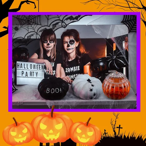 Vista 4 de Uiifan Paquete de 2 dispensadores de bebidas de calabaza de vidrio de 2 galones para otoño, Halloween, suministros de fiesta de Acción de Gracias