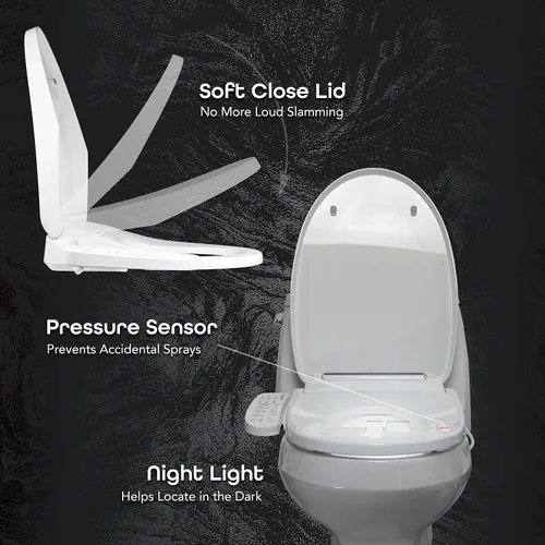 Vista 5 de BidetMate 3000 Series Bidet Asiento de inodoro con agua calentada, control lateral Unlimited warm-water wash, air dryer, and self-cleaning