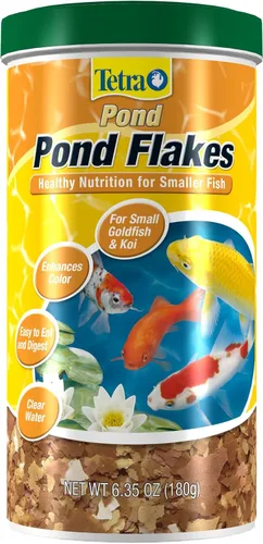 Vista 4 de Tetra Pond PondFood - Escamas de color para estanques, alimentos para peces en escamas que mejoran el color para estanques pequeños, 6 onzas (77021)