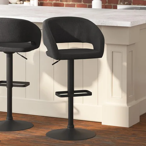 Vista 14 de Taylor & Logan Jenna Taburete giratorio ajustable 360 con base negra en vinilo negro
