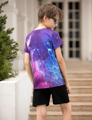 Vista 3 de Funnycokid Camisetas gráficas para niños y niñas, color neón, manga corta, estampado animal, 4-16 años