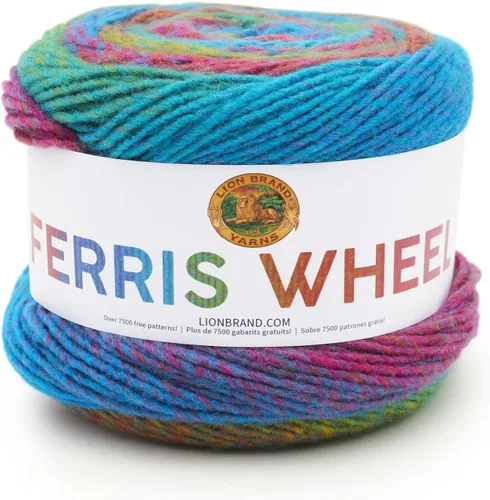 Vista 21 de Lion Brand Yarn, Hilo multicolor en forma de rueda Ferris para tejer, hacer ganchillo y manualidades, Buttercup, paquete de 1