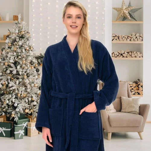 Vista 4 de TowelSelections Bata de baño tipo kimono de tela de rizo 100% algodón para mujer