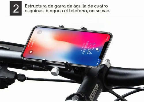 Vista 2 de GUB PRO1 Soporte universal para teléfono celular de aleación de aluminio para manillar de bicicleta de 3.5-6.2 pulgadas