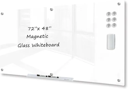 Vista 19 de J&J worldwide Pizarra blanca de vidrio magnético negro de 47 x 35 pulgadas, sin marco, de vidrio templado, borrado en seco, para montaje en pared