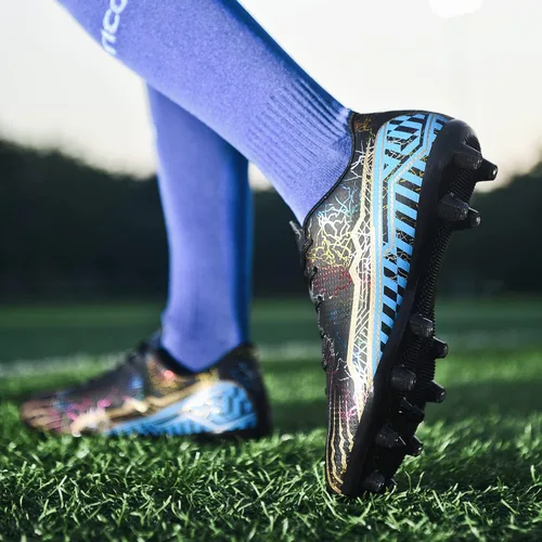 Vista 5 de Zapatos de fútbol para hombre, tacos de entrenamiento profesional, para césped TFAG, para exteriores, interiores, botas de fútbol para interiores