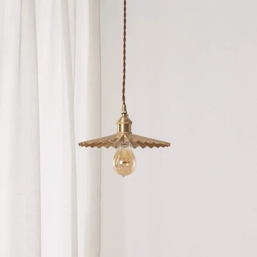 Vista 3 de Elegante lámpara de araña de una sola cabeza estilo nórdico japonés, luz colgante de latón retro para isla de cocina, porche, balcón