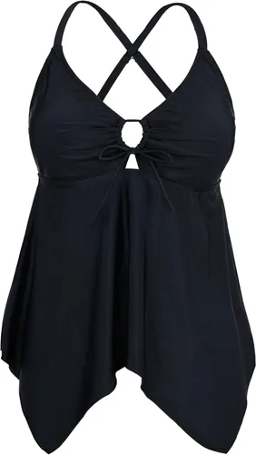 Vista 23 de Firpearl Trajes de baño tankini para mujeres, modestos y fluidos, espalda cruzada, talla plus, top de traje de baño Azul aguamarina