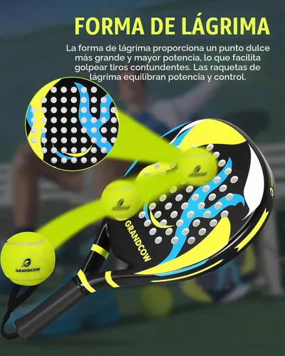 Vista 5 de Raqueta de pádel de fibra de carbono Power Lite Pop Tennis Paddle Paddleball raquetas
