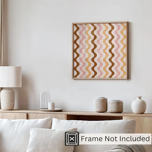 Vista 4 de Ethan Taylor Abstract Wall Art Prints Unframed Square Posters 'Retro 70s Hippie Chevron Pattern IV' Retro Home Décor for Living Room, Bedroom