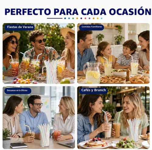 Vista 5 de Paquete de 600 pajitas de plástico flexibles de 8 pulgadas, pajitas