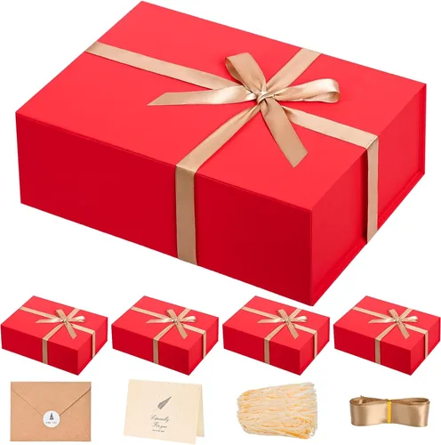 Vista 63 de LIFELUM Square Gift Box with Magnetic Lid, Card, Sticker, Ribbon, Shredded Paper Filler for Business, Wedding, Birthdays