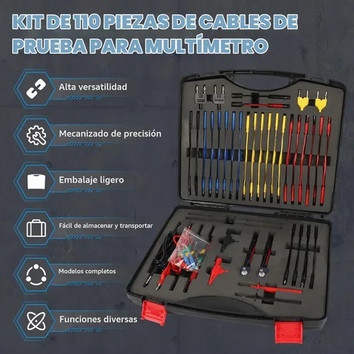 Vista 2 de Kit de cables de prueba de circuito automotriz de 110 piezas, kit de cables de multímetro, herramientas de diagnóstico automático multifunción