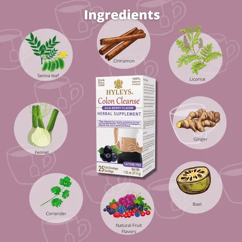 Vista 3 de Hyleys Colon Cleanse Tea Sabor Acai Berry - 25 bolsas de té (paquete de 1)