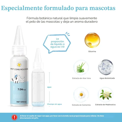Vista 3 de Cepillo de vapor para mascotas para perros y gatos – Peine de depilación en aerosol 3 en 1 para quitar pelo y aseo, suaviza la piel y reduce