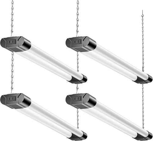Vista 9 de BBOUNDER Lámpara LED de 2 pies para tienda, súper brillante, 2200 lúmenes, luz blanca fría de 6500 K, montaje en techo o colgante, iluminación Blanco