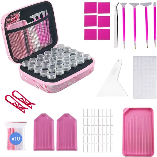 Vista 6 de Contenedores de almacenamiento de pintura de diamantes, 30 ranuras para accesorios de pintura de diamantes y herramientas para estuche organizador