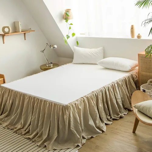 Vista 18 de Simple&Opulence Falda de cama de lino francés con volantes antipolvo clásicos de 14 pulgadas de caída, mezcla de algodón de lino y lino natural